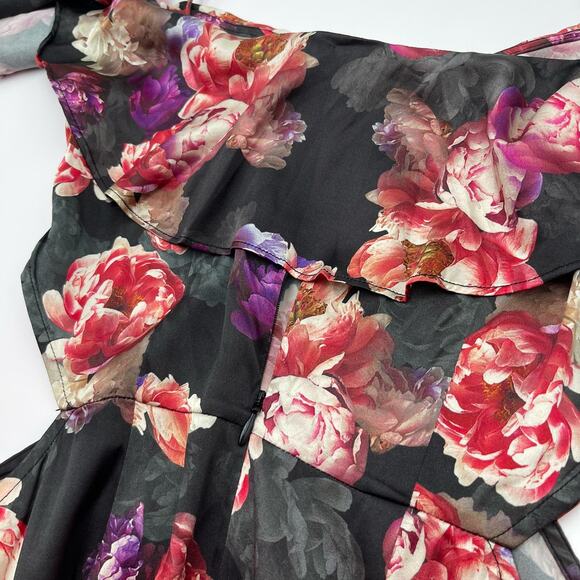 LPA | Dark Floral Romantic Silk Maxi Slip Dress S - Picture 13 of 16